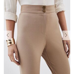 Karen Millen High-Waisted Tailored Trousers Pants Tan Beige US 6 NWOT
